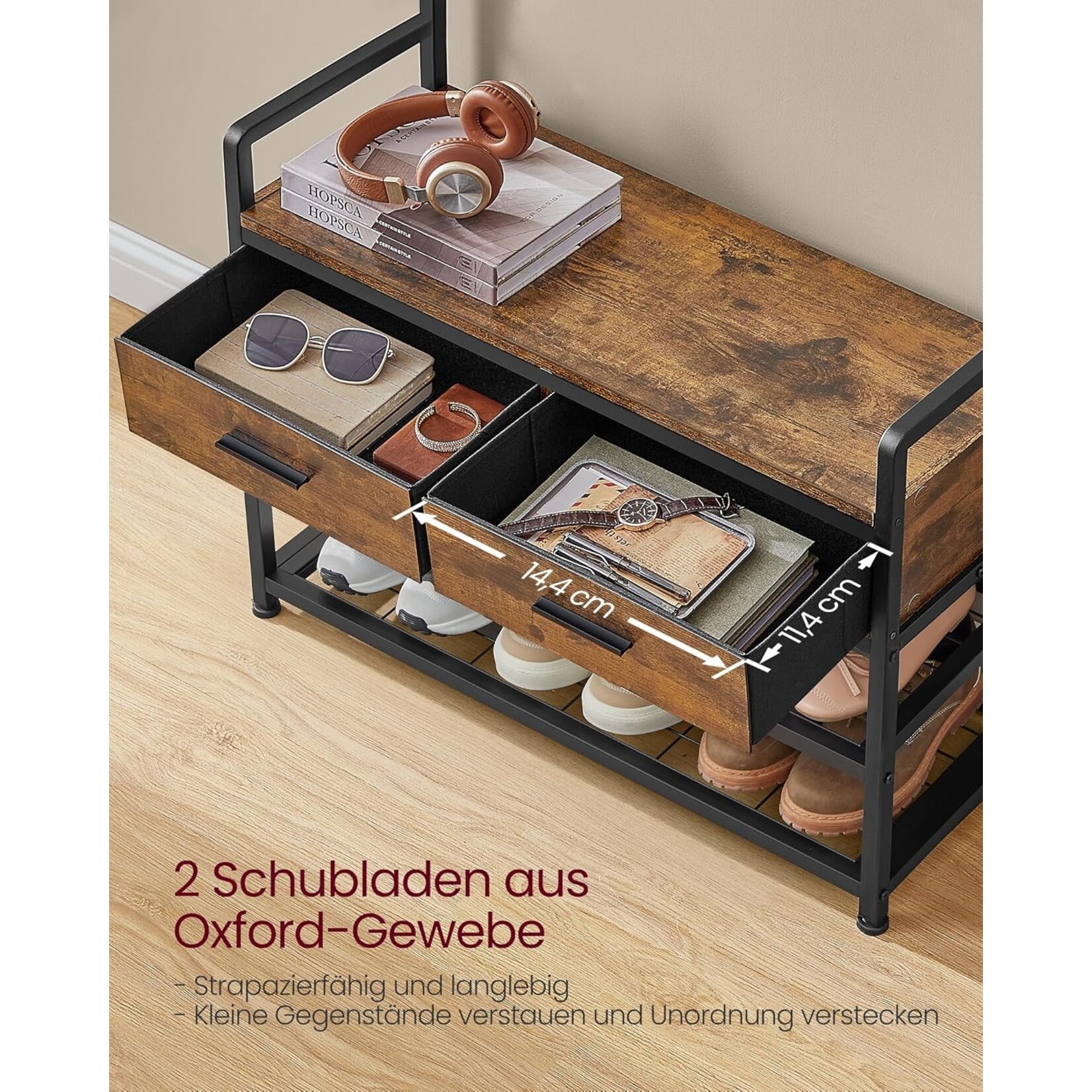 Bobbel Home Bobbel Home Coat Rack with Shoe Cabinet and Bench 4-in-1 Industrial Design