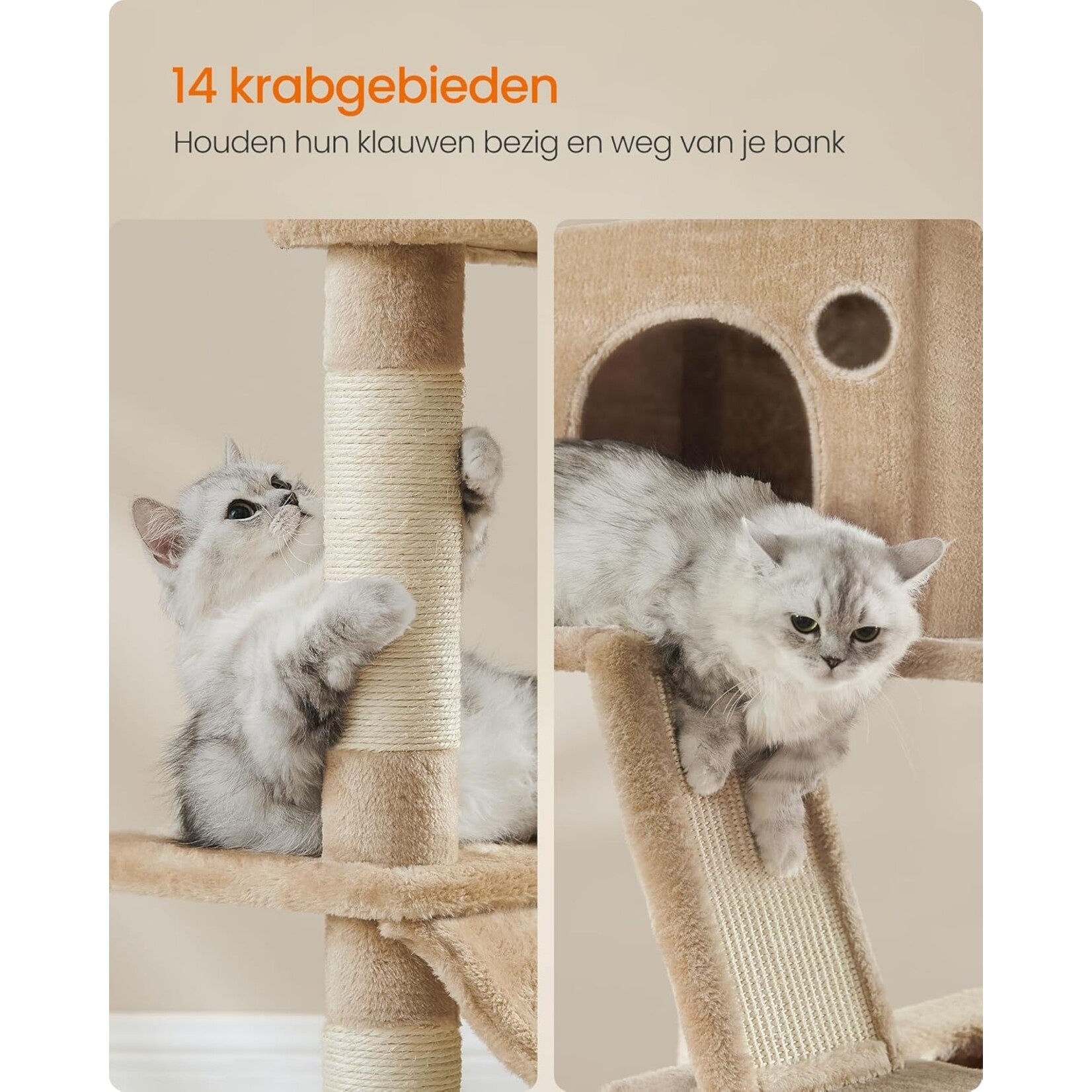 Bobbel Home Bobbel Home - Krabpaal, hoog, XL Kattenboom, 206 cm,  bruin