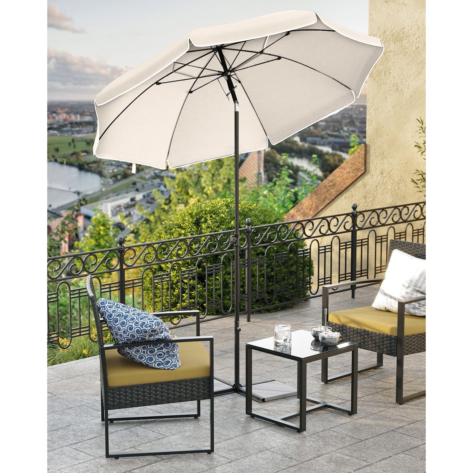 Bobbel Home Bobbel Home Beach Parasol – Tiltable – Beige – Ø200 cm