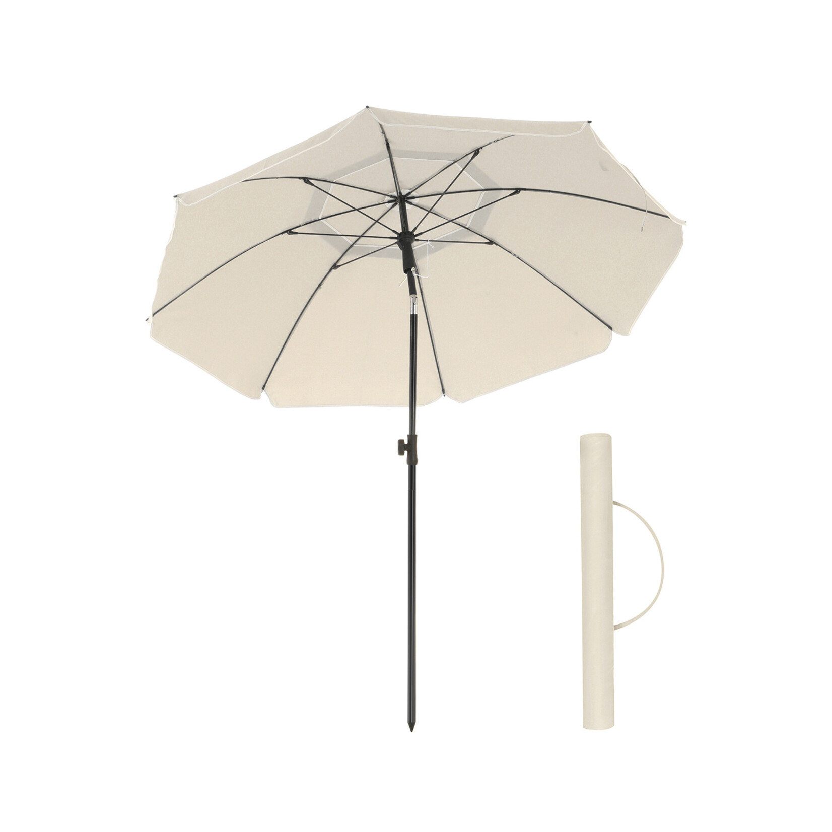 Bobbel Home Bobbel Home Beach Parasol – Tiltable – Beige – Ø200 cm