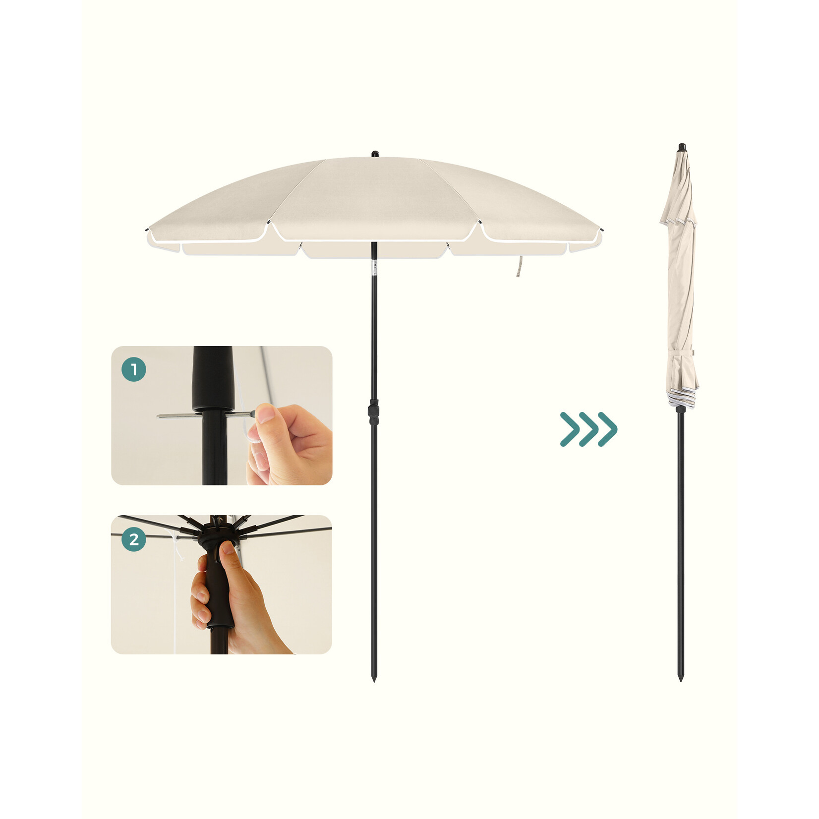 Bobbel Home Bobbel Home Strandparasol – Kantelbaar – Beige – Ø200 cm