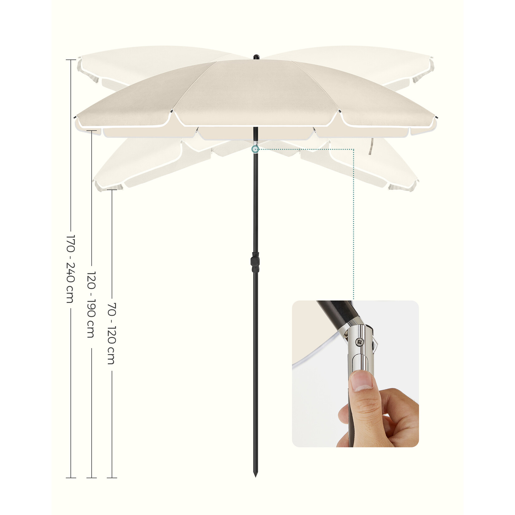 Bobbel Home Bobbel Home Strandparasol – Kantelbaar – Beige – Ø200 cm