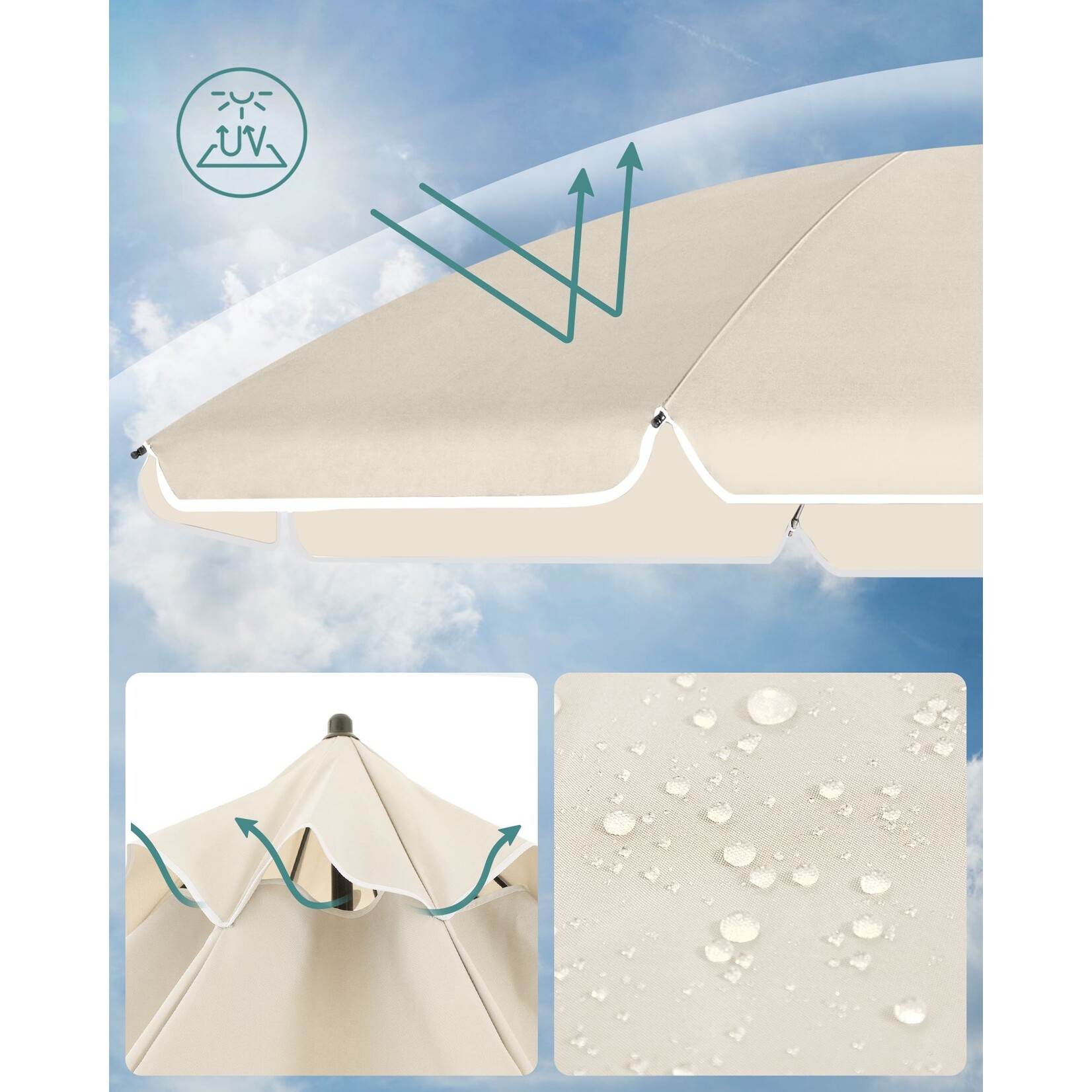 Bobbel Home Bobbel Home Beach Parasol – Tiltable – Beige – Ø200 cm