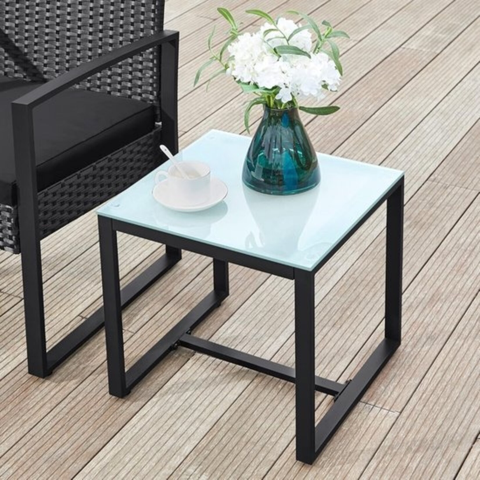 Bobbel Home Bobbel Home Bistroset – 3-delig – Polyrattan – Zwart