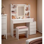 Bobbel Home Bobbel Home - Kaptafel met Spiegel en LED Verlichting - Luxe Make Up Tafel met Opbergruimte - Wit