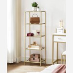 Bobbel Home Bobbel Home - Opbergrek met Glazen Planken - Goud Metalen Rek met Gehard Glas - Luxe Vrijstaande Kast