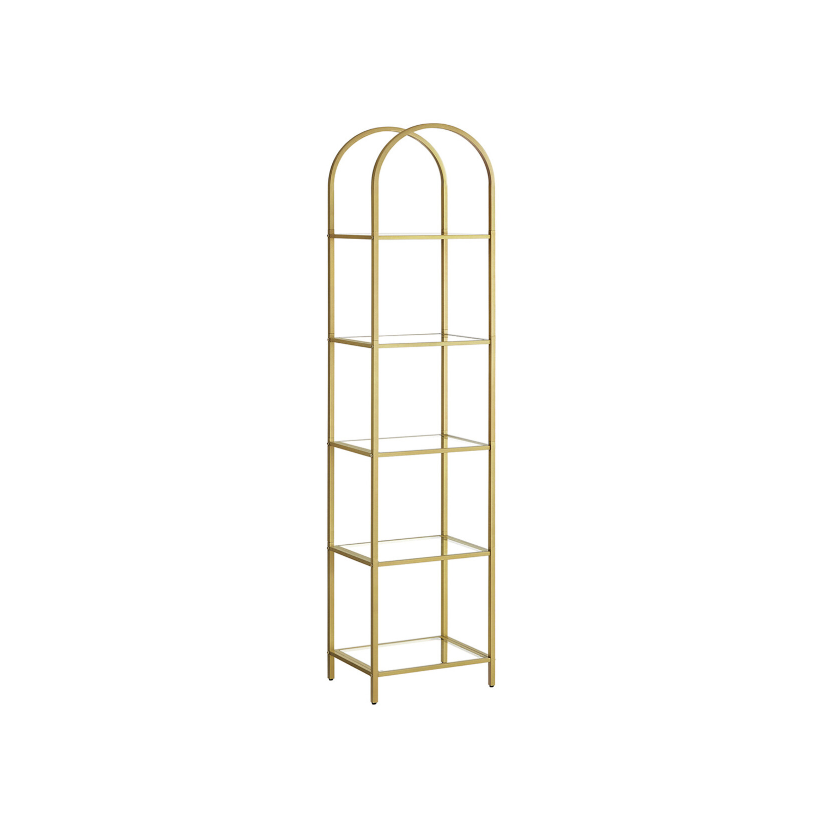 Bobbel Home Bobbel Home - Luxury Gold Storage Rack with Glass Shelves - 5 Tier Designer Shelf - Modern Interior