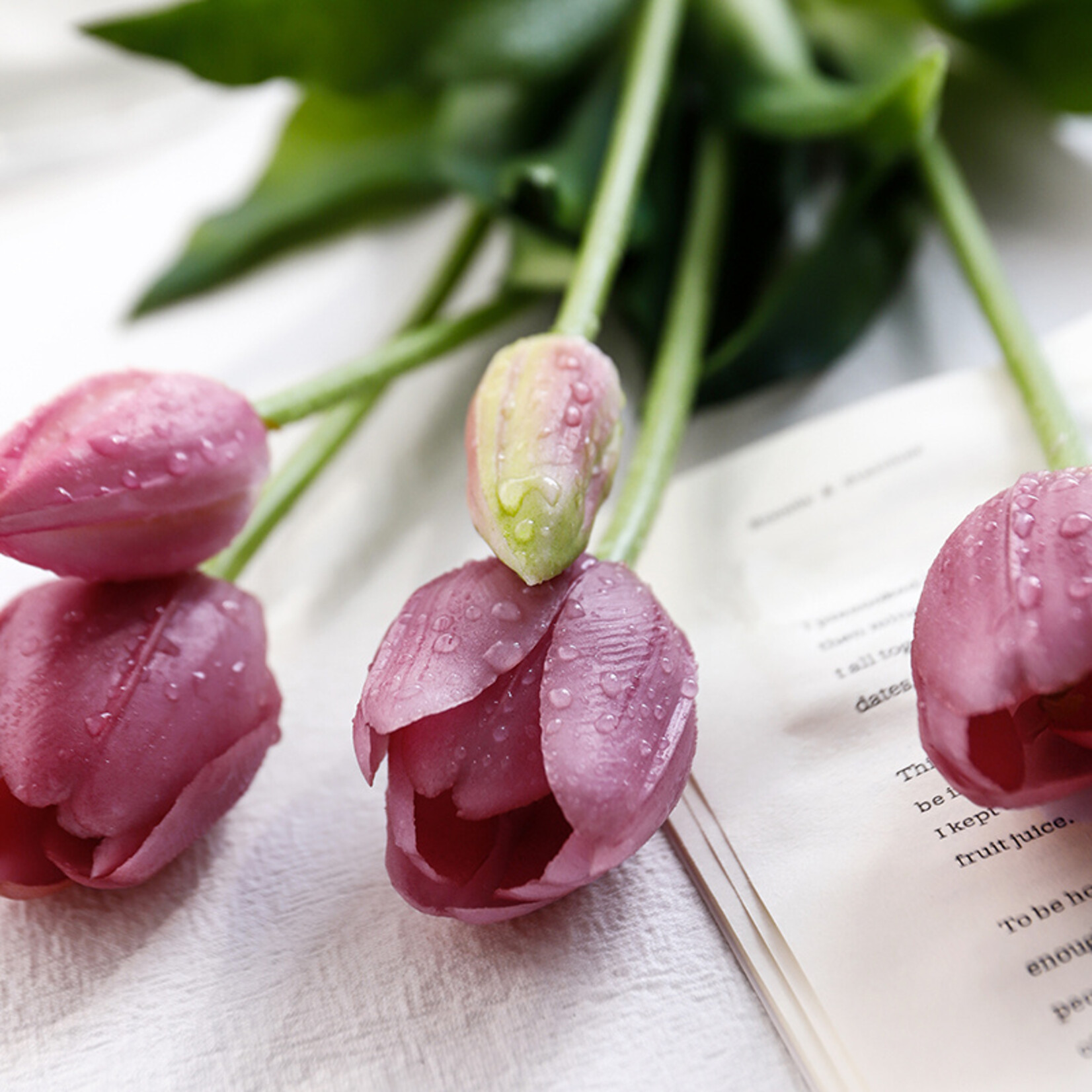 Bobbel Home Bobbel Home - Artificial Tulips Pink - Realistic Flower Bouquet - Modern Home Decor