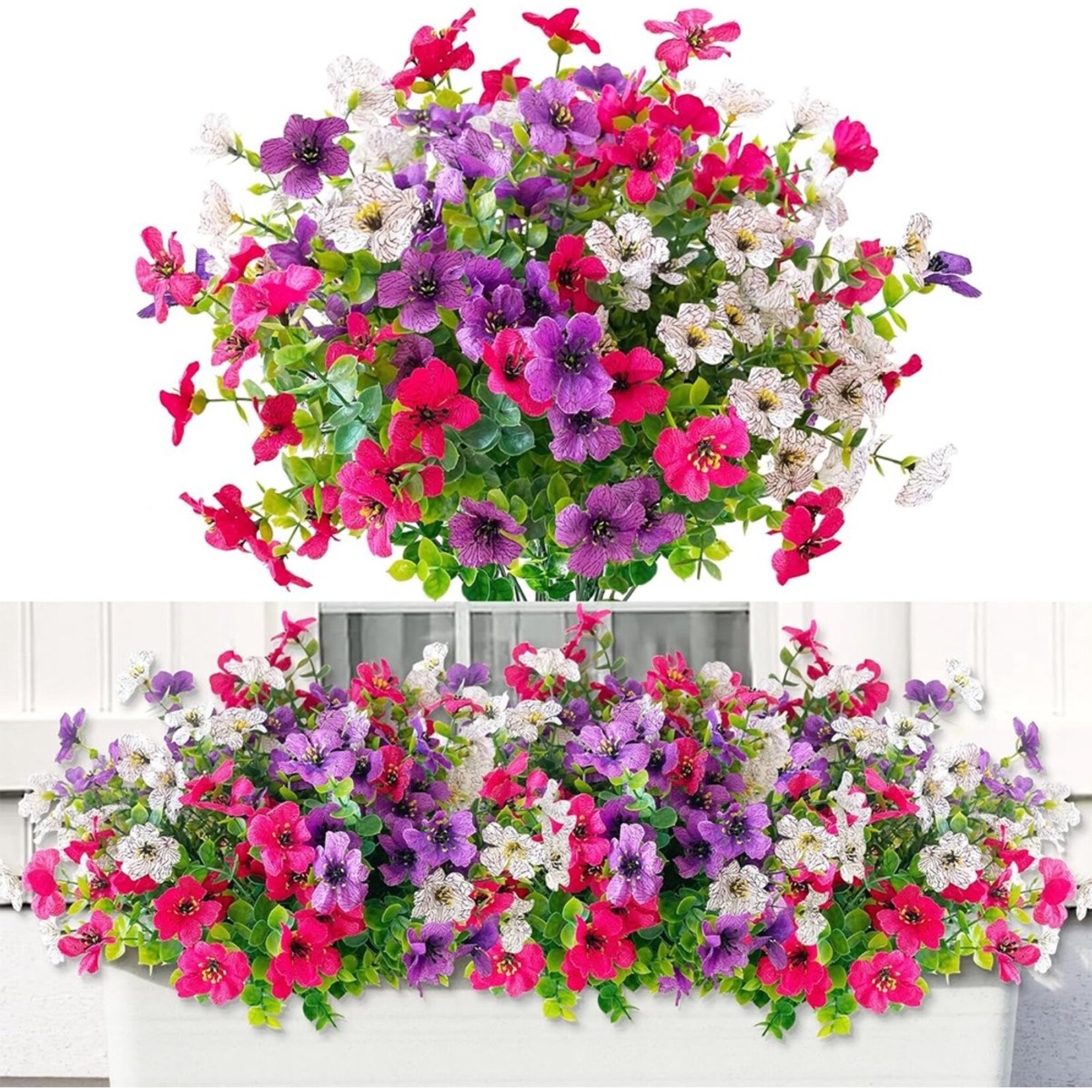 Bobbel Home Bobbel Home - Artificial Flowers Set of 6 - Colorful Mix - UV Resistant Outdoor Decor