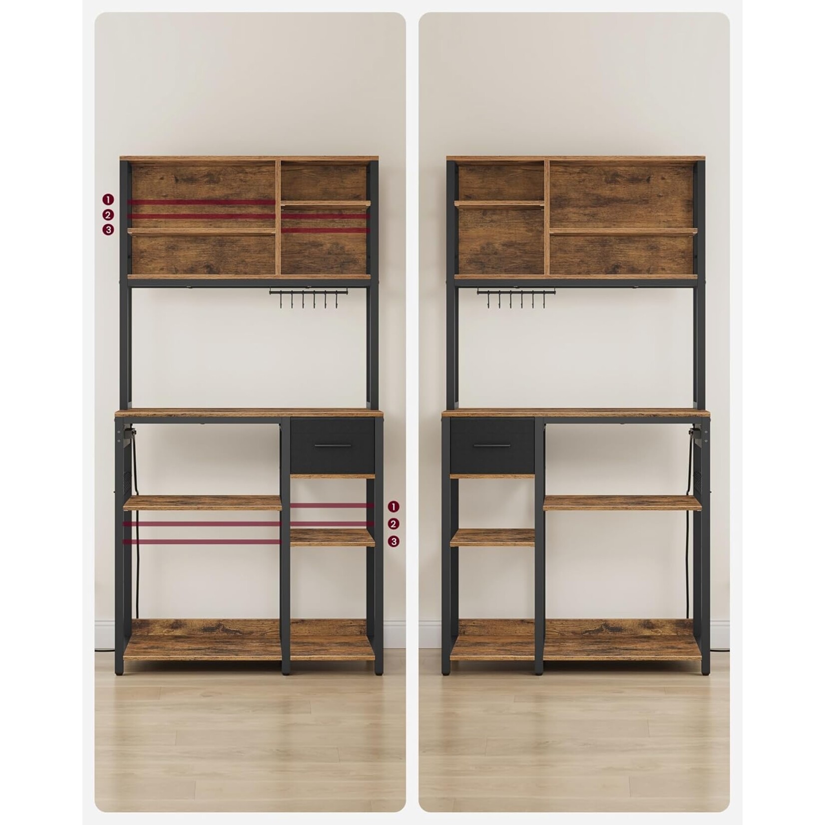 Bobbel Home koffie meubel vintage bruin- koffiecorner meubel - koffiebar - koffiehoek - koffiehoekje inrichting - koffie corner organizer