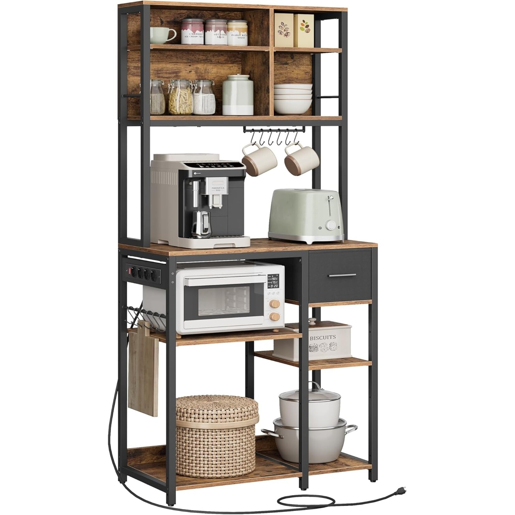 Bobbel Home coffee cabinet vintage brown - coffee corner cabinet - coffee bar - coffee corner - coffee corner design - coffee corner organiser