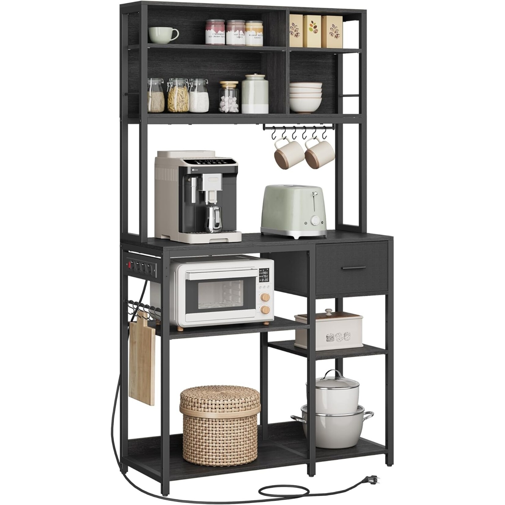 Bobbel Home coffee cabinet Black - coffee corner cabinet - coffee bar - coffee corner - coffee corner design - coffee corner organiser