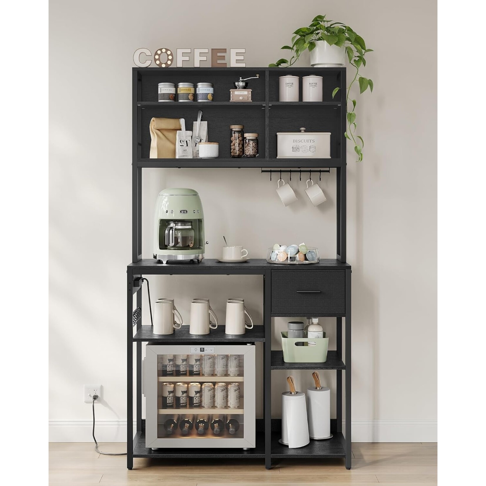 Bobbel Home coffee cabinet Black - coffee corner cabinet - coffee bar - coffee corner - coffee corner design - coffee corner organiser