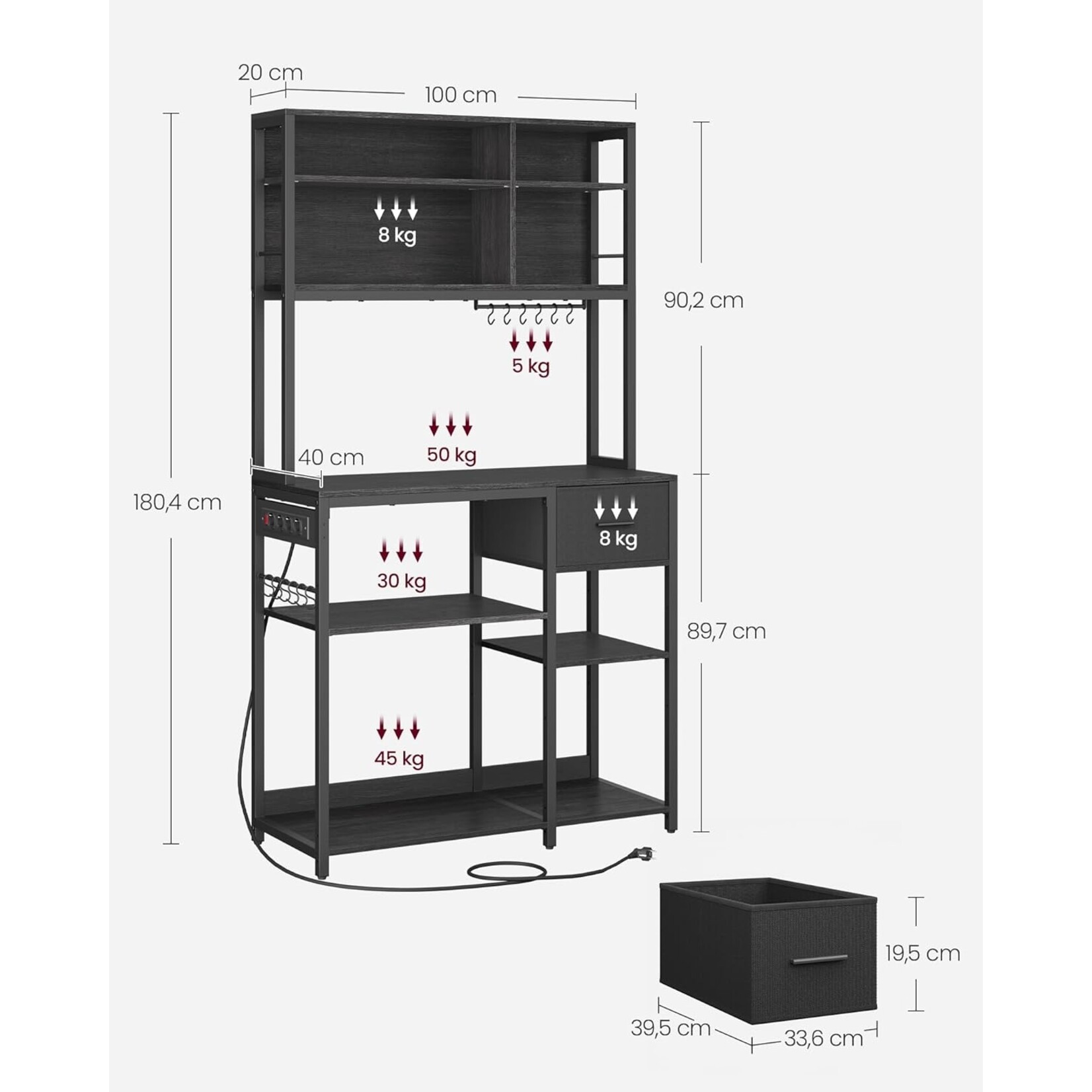 Bobbel Home koffie meubel Zwart - koffiecorner meubel - koffiebar - koffiehoek - koffiehoekje inrichting - koffie corner organizer