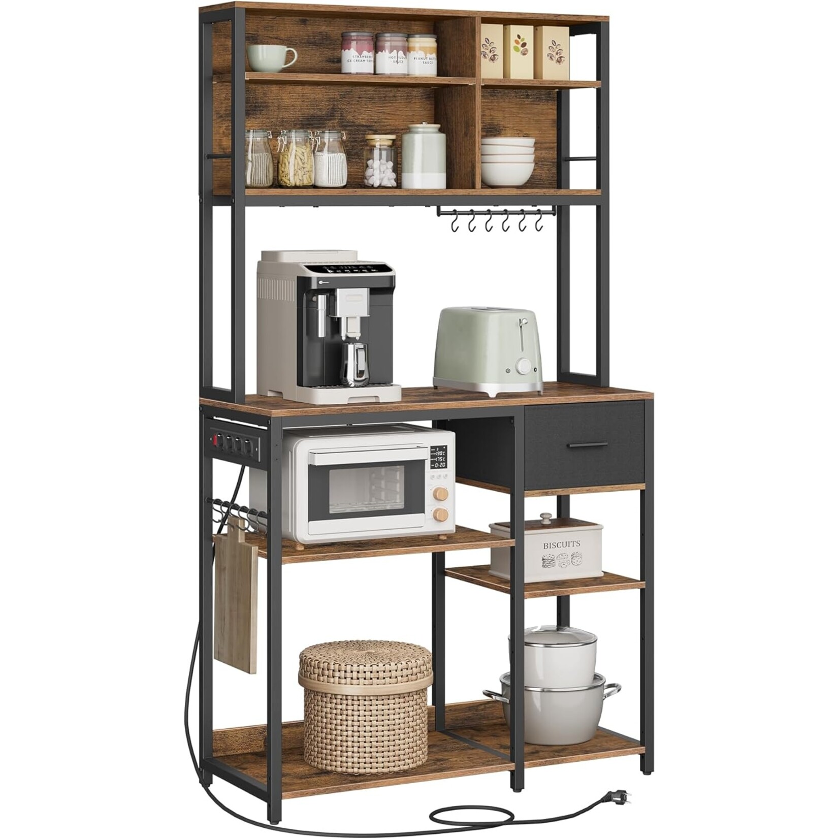 Bobbel Home coffee cabinet vintage brown - coffee corner cabinet - coffee bar - coffee corner - coffee corner design - coffee corner organiser
