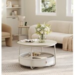 Bobbel Home Coffee Table – Round – With Storage Basket – Beige white  75 cm