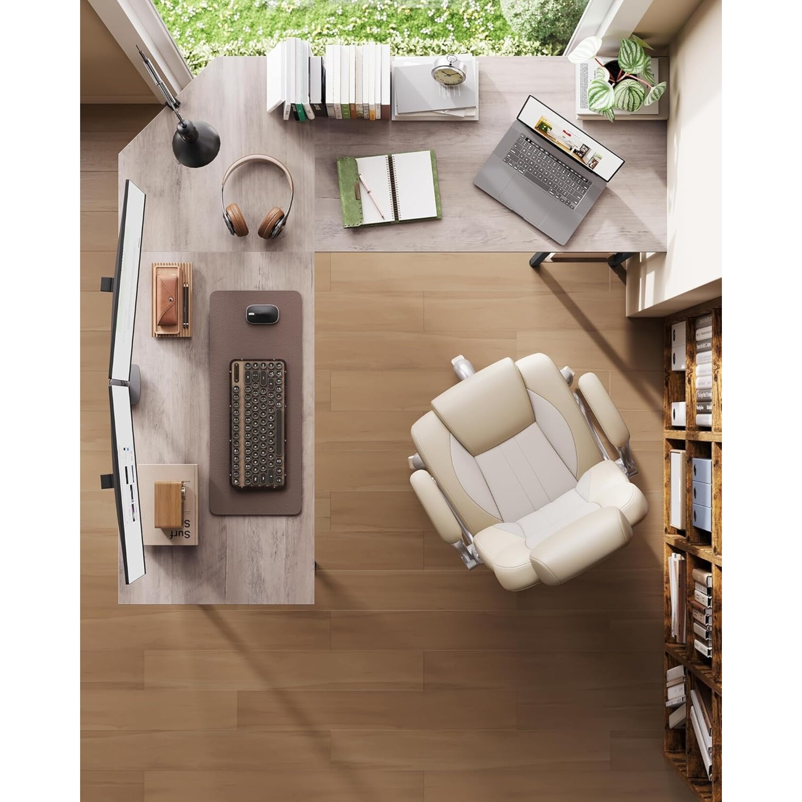 Bobbel Home Hoekbureau – L Vorm Bureau – 138x138 cm – Computerbureau – Grijs Zwart