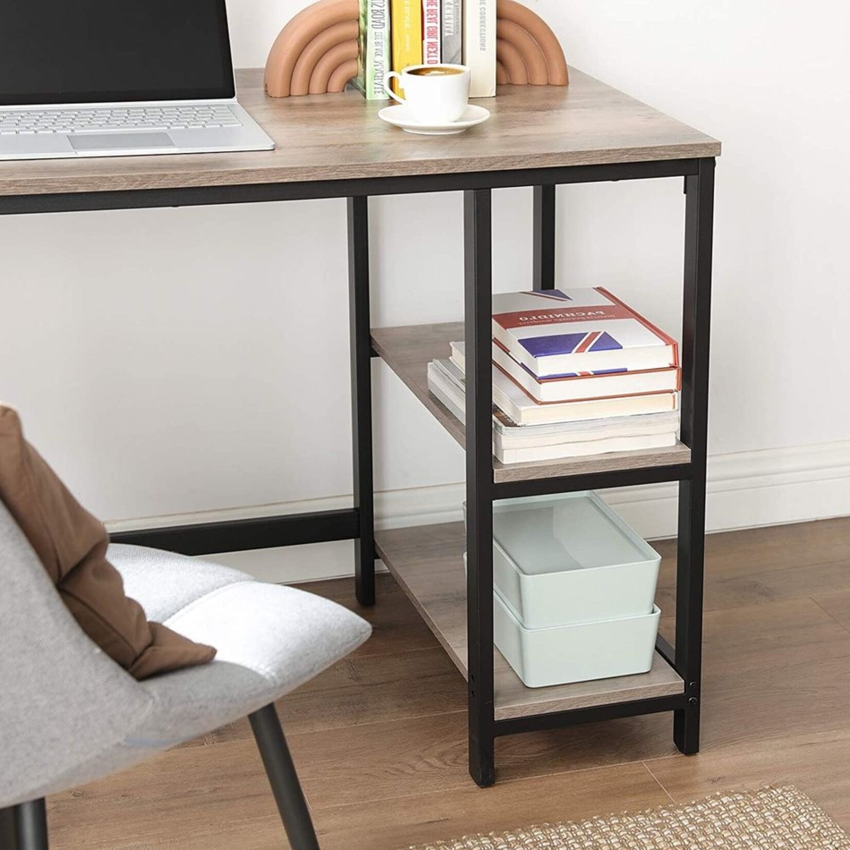 Bobbel Home Corner Desk – L-shaped Desk – 138x138 cm – Computer Desk – Grey Black