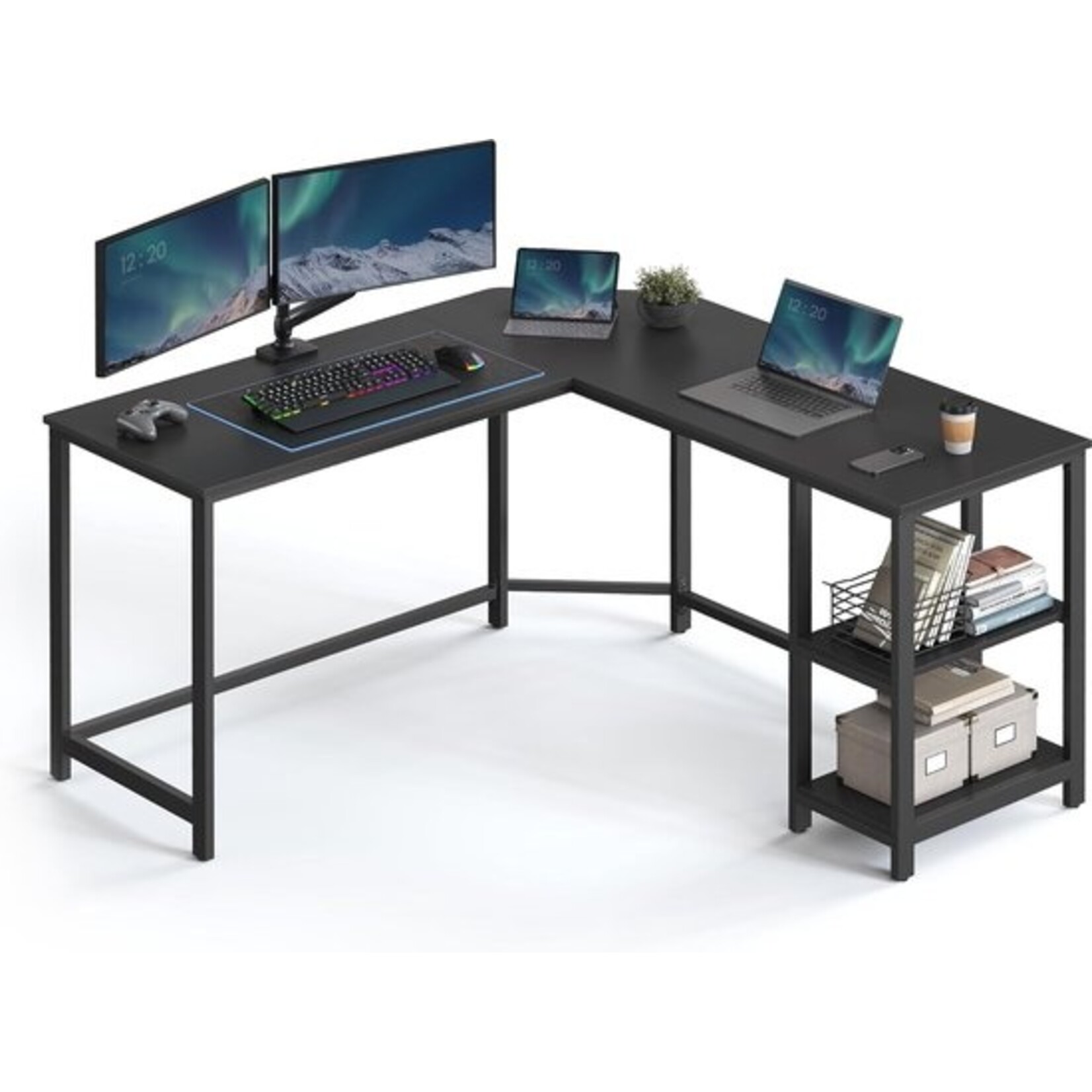 Bobbel Home Corner Desk – L-shaped Desk – 138x138 cm – Computer Desk – Black