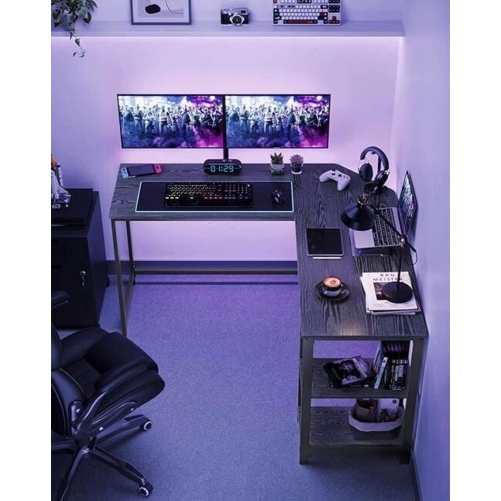 Bobbel Home Corner Desk – L-shaped Desk – 138x138 cm – Computer Desk – Black