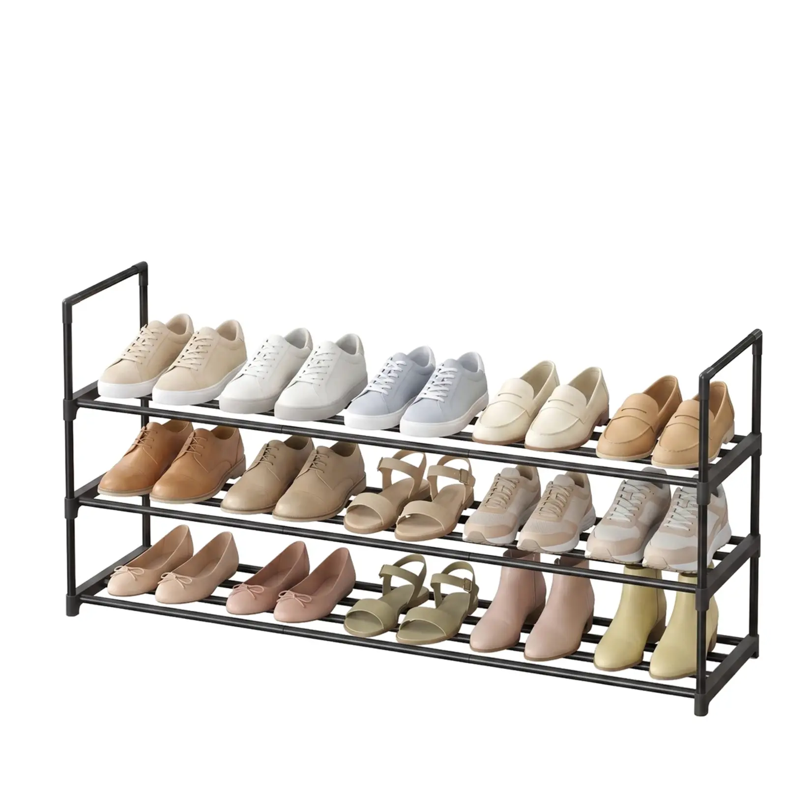 Bobbel Home Bobbel Home Shoe Rack 3 Tier – Metal – 15 Pairs – Black – 116 cm