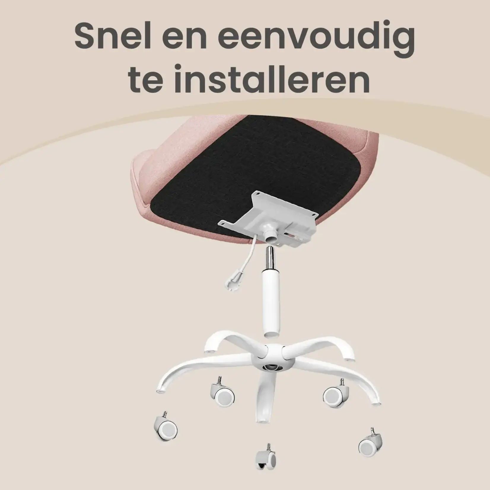 Bobbel Home Bureaustoel – Draaistoel – Verstelbaar – Roze – Met Armleuningen