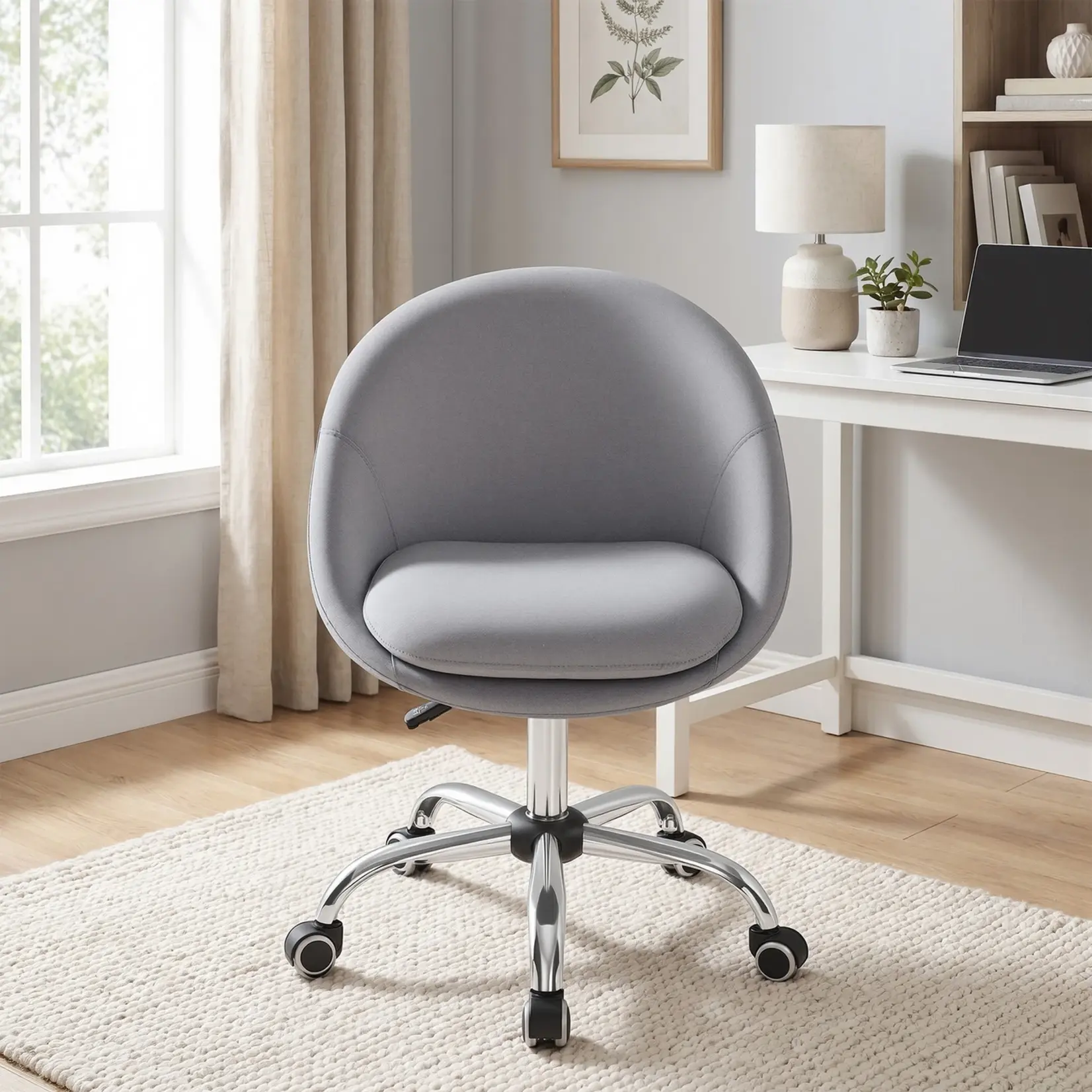 Bobbel Home Bobbel Home Verstelbare Bureaustoel Kaptafelstoel Sherpa Comfort grijs