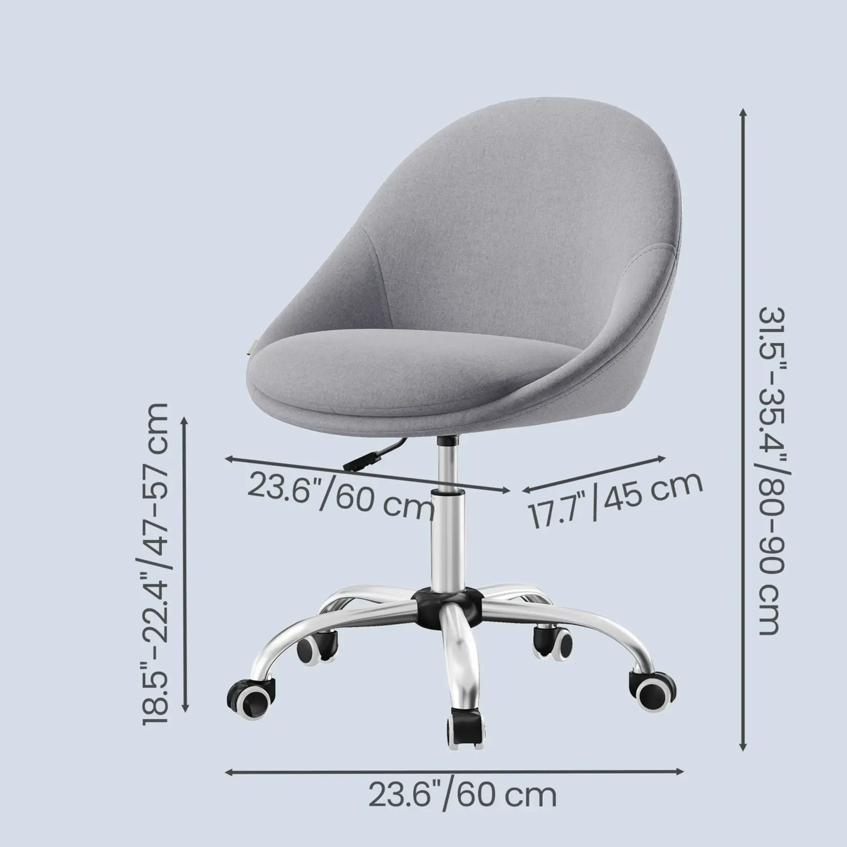 Bobbel Home Bobbel Home Verstelbare Bureaustoel Kaptafelstoel Sherpa Comfort grijs
