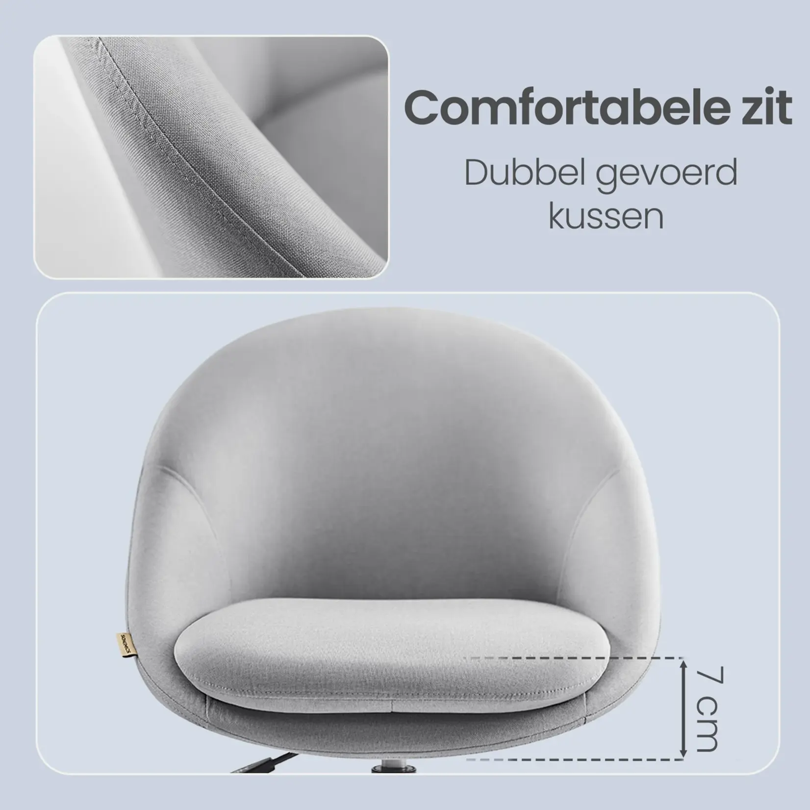 Bobbel Home Bobbel Home Adjustable Office Chair Dressing Table Chair Sherpa Comfort grey