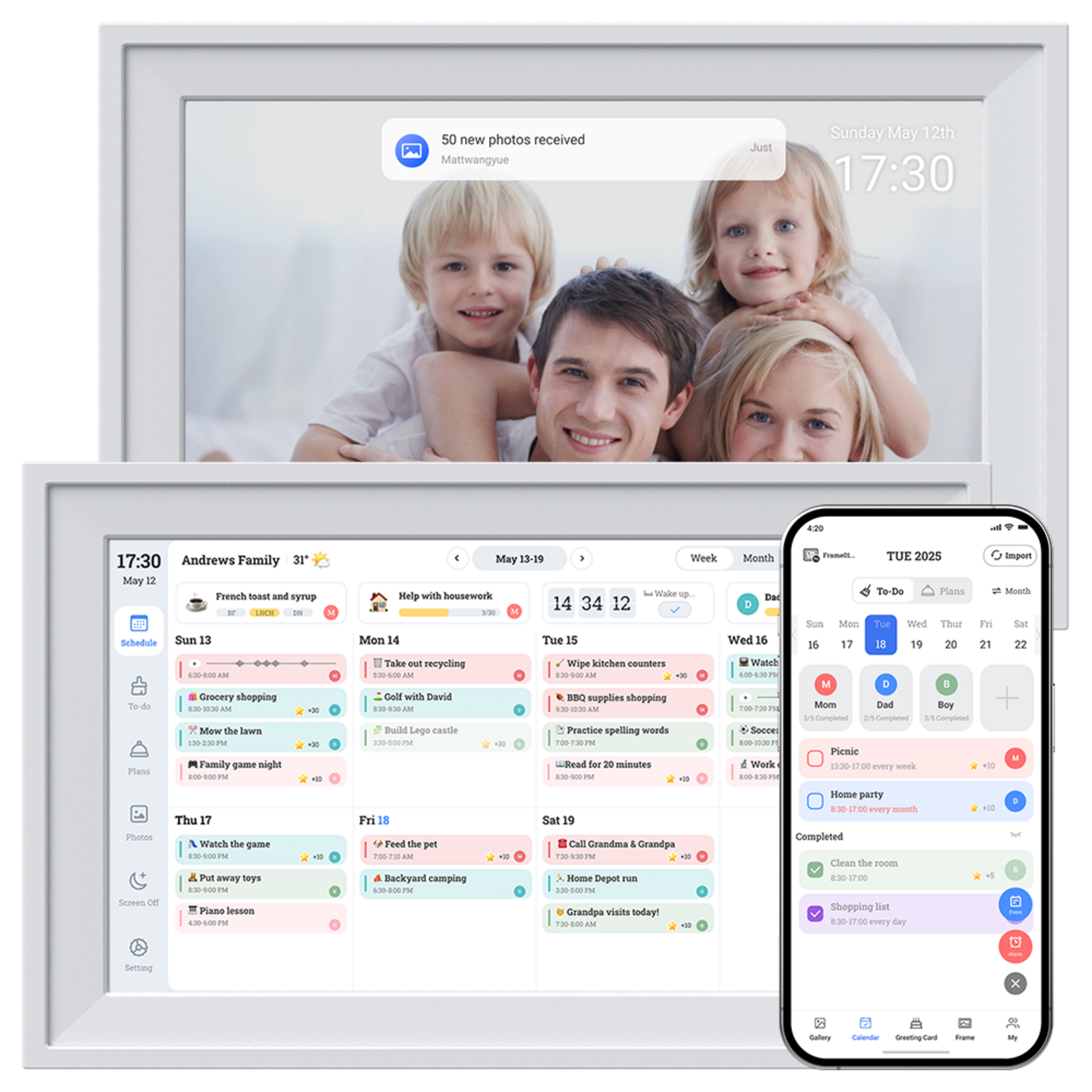 Dutch Wanted Dutch Wanted - Digitale Fotolijst - Digitale kalender - 15.6 Inch - WiFi - Touchscreen - Wit