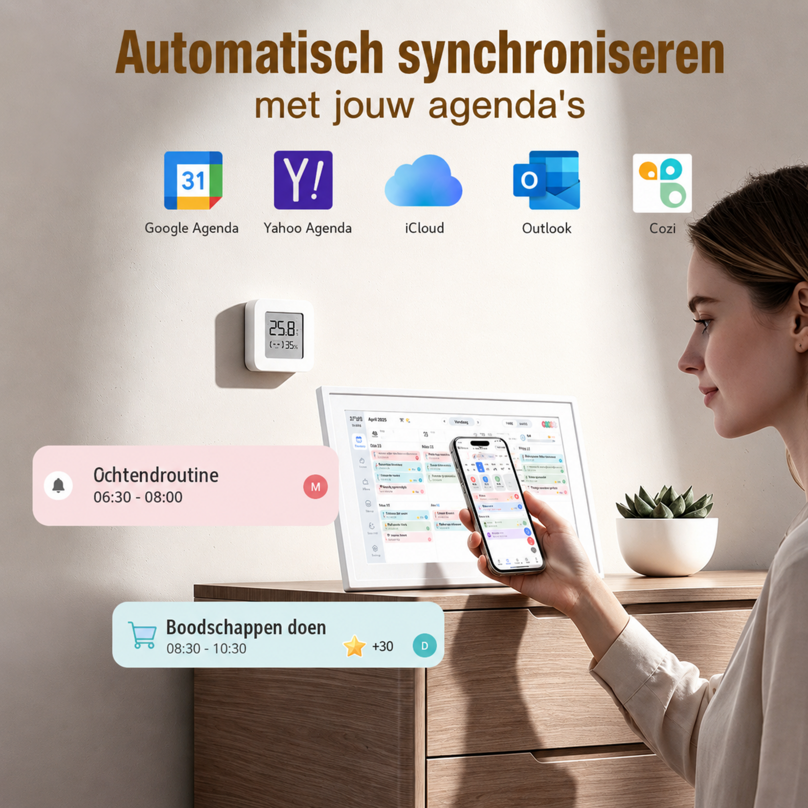 Dutch Wanted Dutch Wanted - Digitale Fotolijst - Digitale kalender - 15.6 Inch - WiFi - Touchscreen - Wit