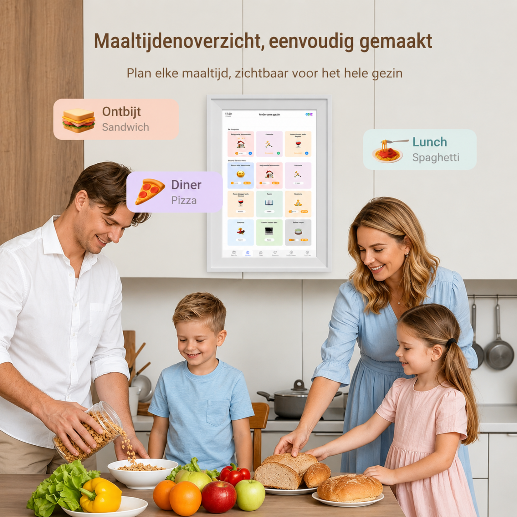 Dutch Wanted Dutch Wanted - Digital Photo Frame - Digital Calendar - 15.6 Inch - Wi-Fi - Touchscreen - White