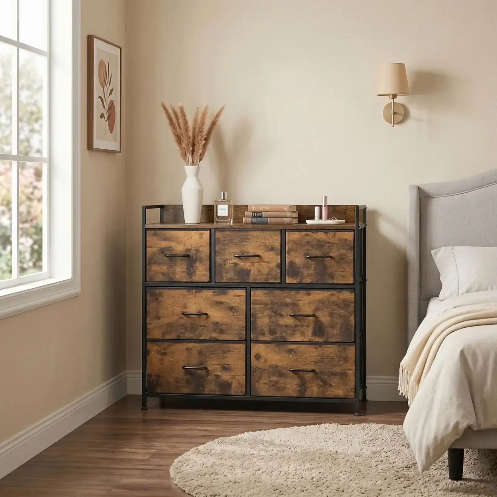 Bobbel Home Bobbel Home Drawer Cabinet – 7 Drawers – Storage Unit – Industrial – Brown Black