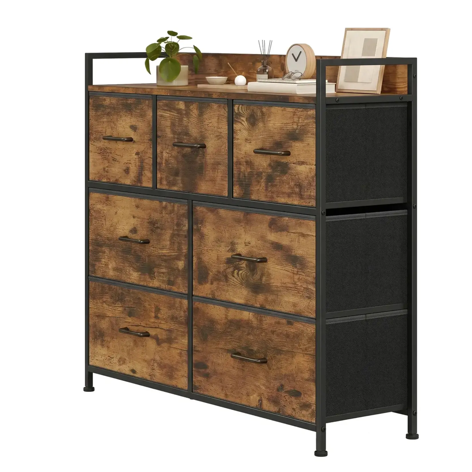 Bobbel Home Bobbel Home Ladekast – 7 Lades – Opbergkast – Industrieel – Bruin Zwart