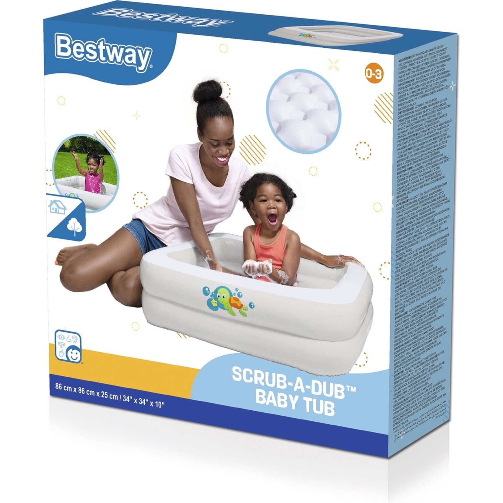 Bobbel Home Bestway - Babyzwembad met Opblaasbare Bodem - 86 x 86 x 25 cm