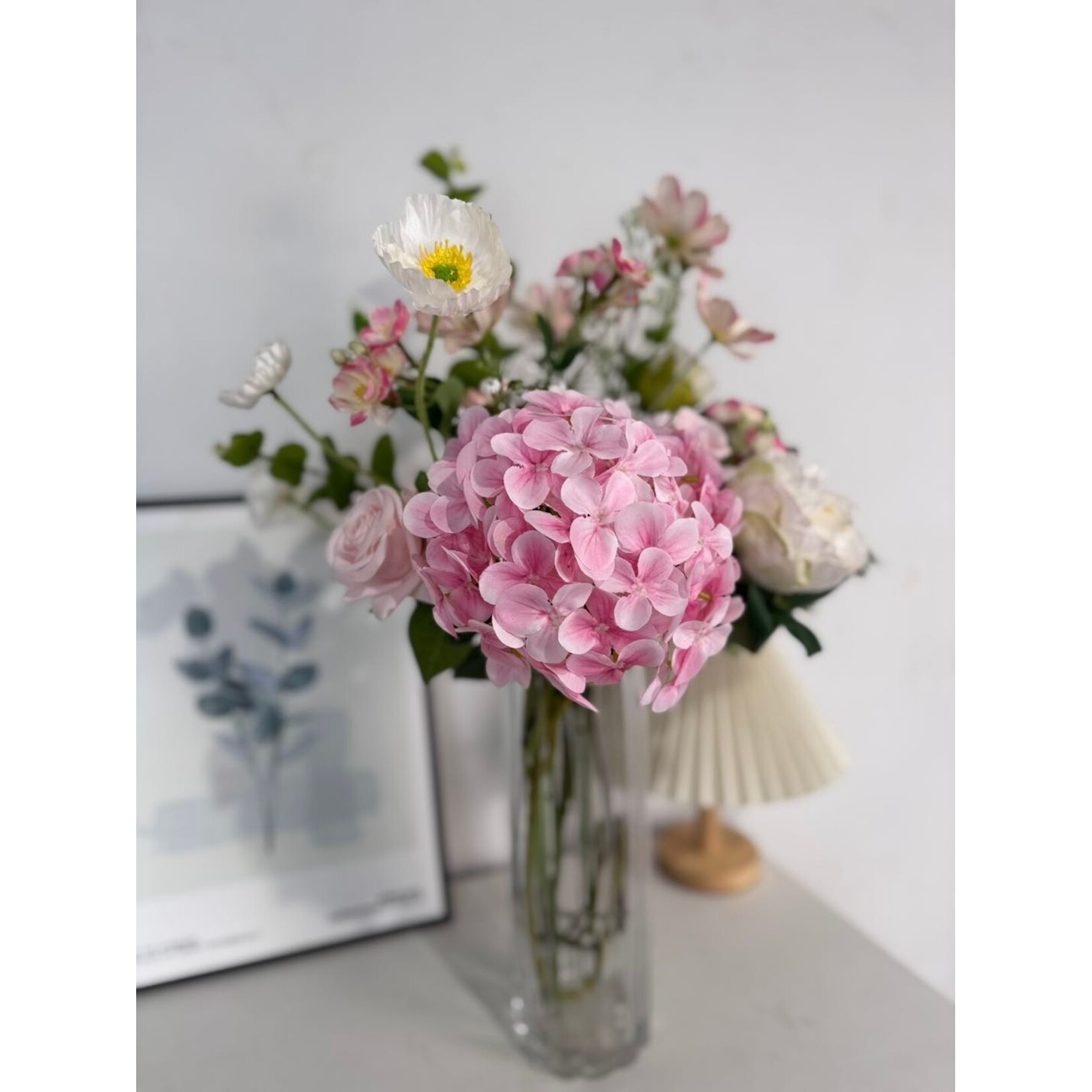 Bobbel Home Bobbel Home Kunstbloemen Boeket – Zijden Bloemen – Roze Wit – 75 cm