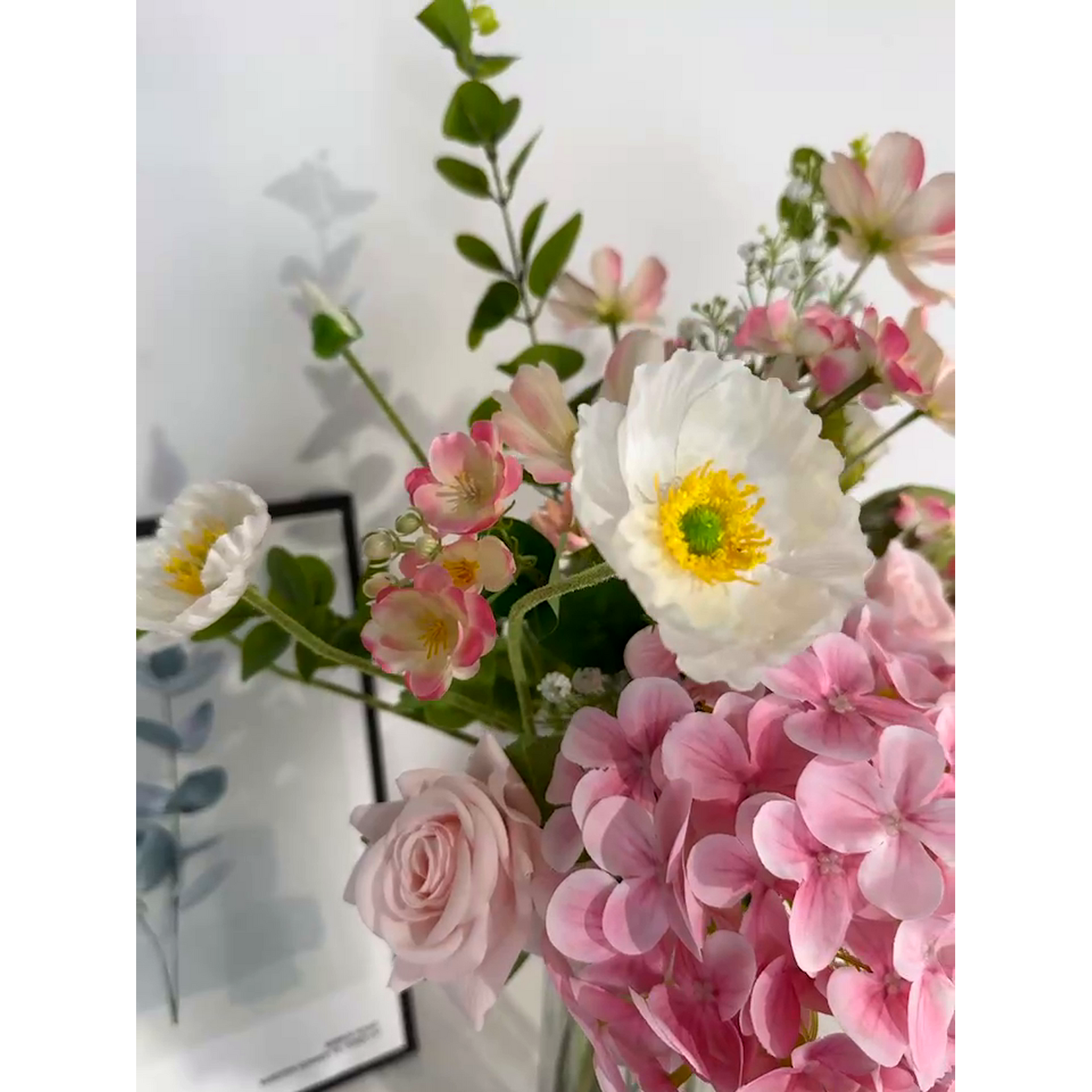 Bobbel Home Bobbel Home Artificial Flower Bouquet – Silk Flowers – Pink White – 75 cm