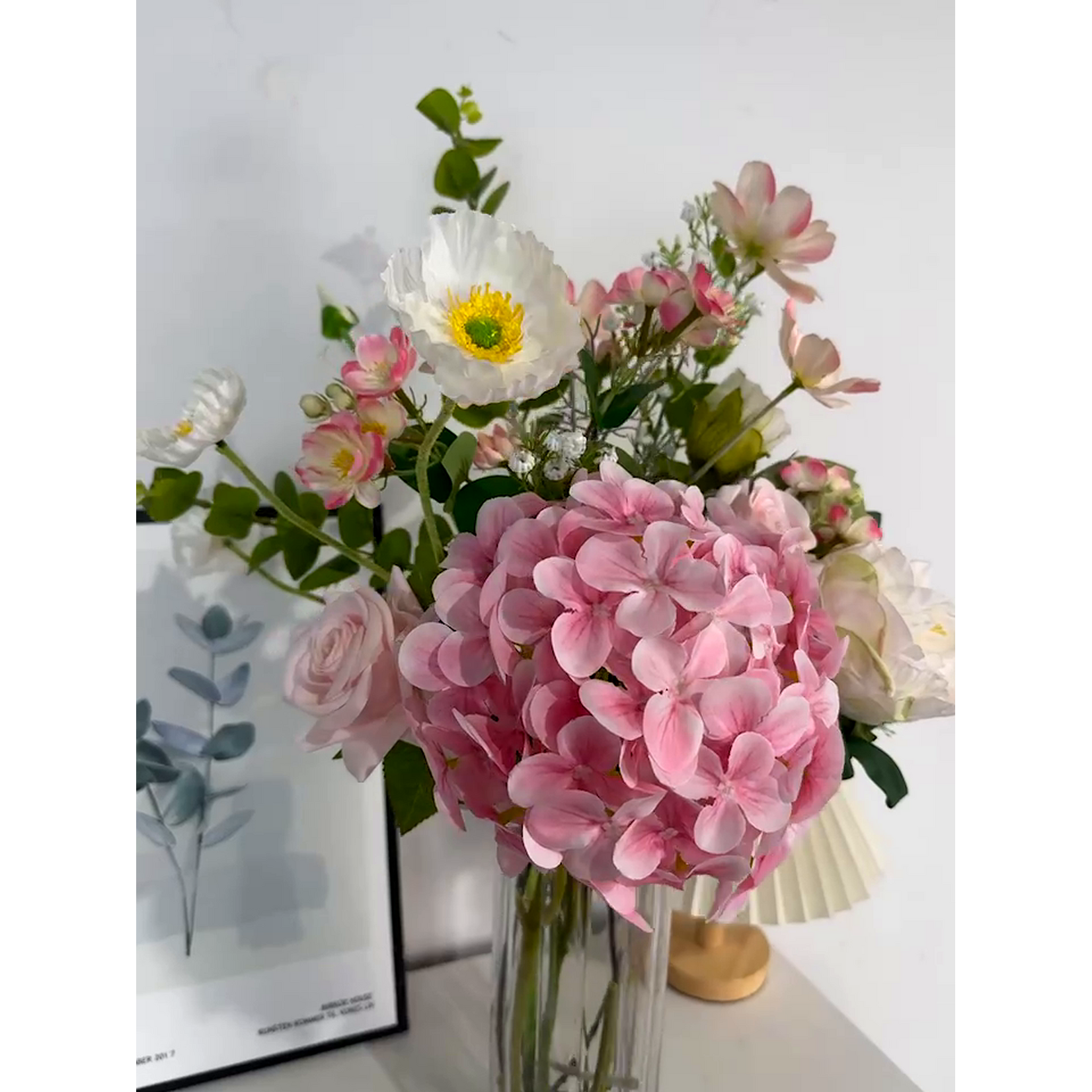 Bobbel Home Bobbel Home Artificial Flower Bouquet – Silk Flowers – Pink White – 75 cm