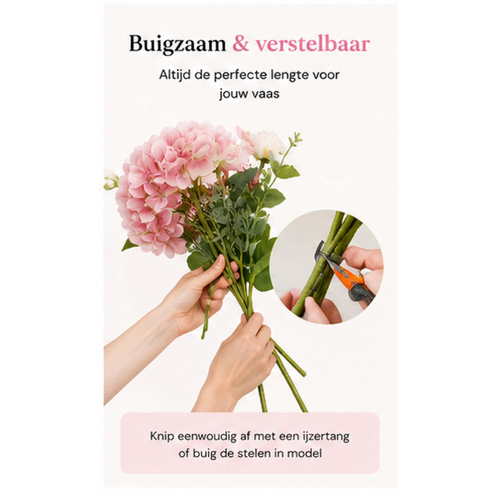 Bobbel Home Bobbel Home Kunstbloemen Boeket – Zijden Bloemen – Roze Wit – 75 cm