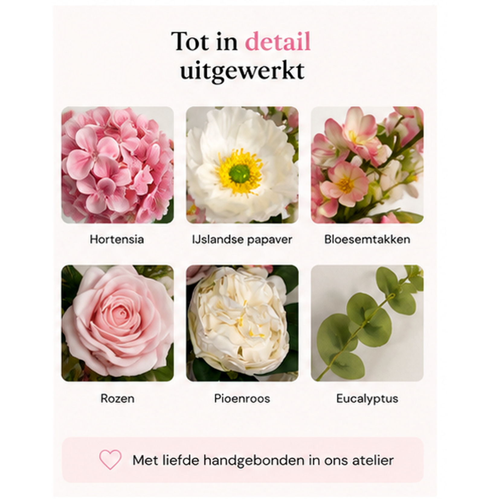 Bobbel Home Bobbel Home Artificial Flower Bouquet – Silk Flowers – Pink White – 75 cm