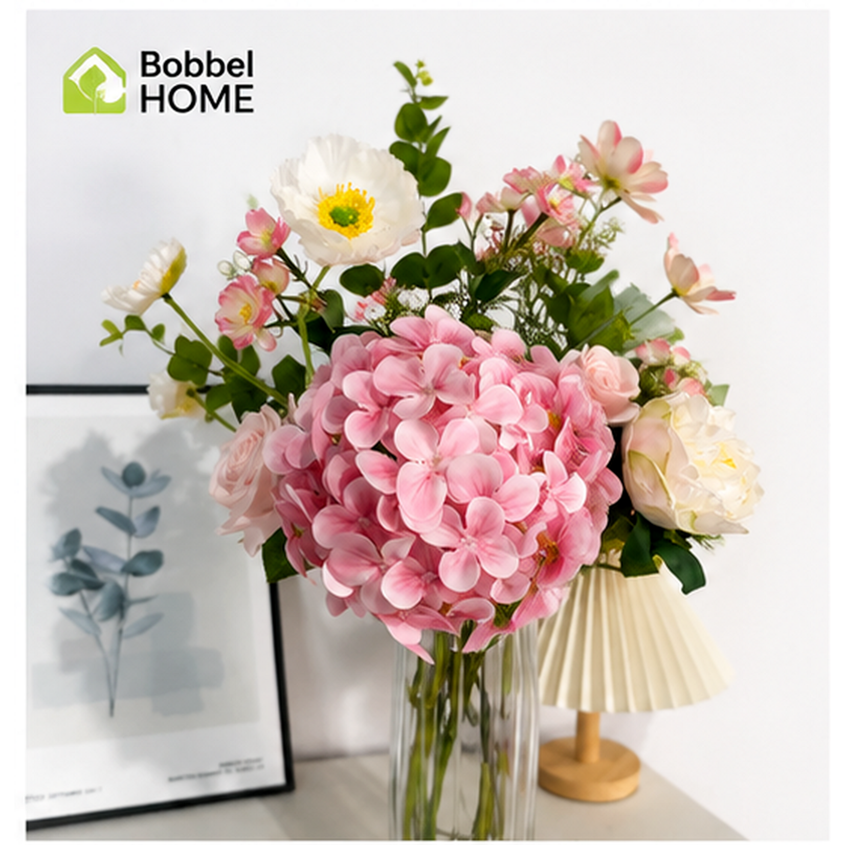 Bobbel Home Bobbel Home Kunstbloemen Boeket – Zijden Bloemen – Roze Wit – 75 cm