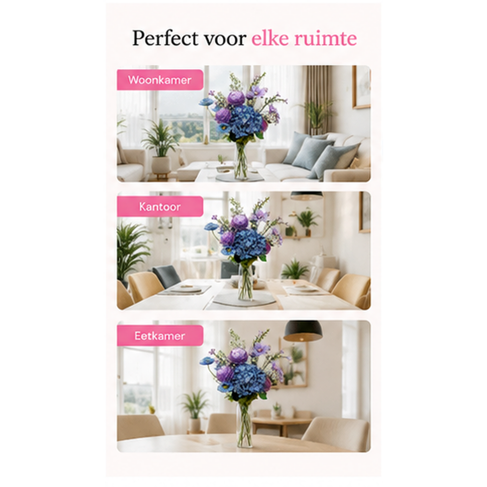 Bobbel Home Bobbel Home Artificial Flower Bouquet – Silk Flowers – Purple Blue – 75 cm