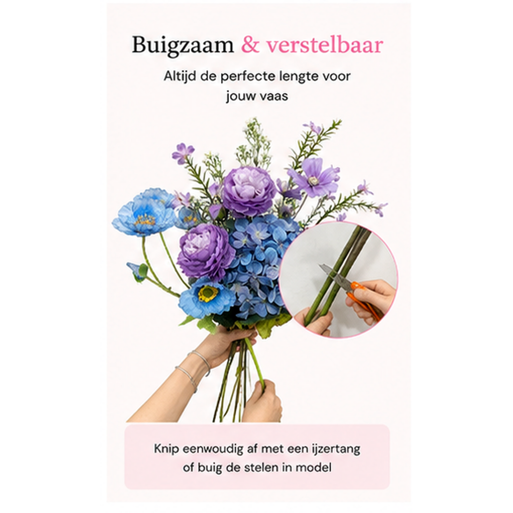 Bobbel Home Bobbel Home Artificial Flower Bouquet – Silk Flowers – Purple Blue – 75 cm