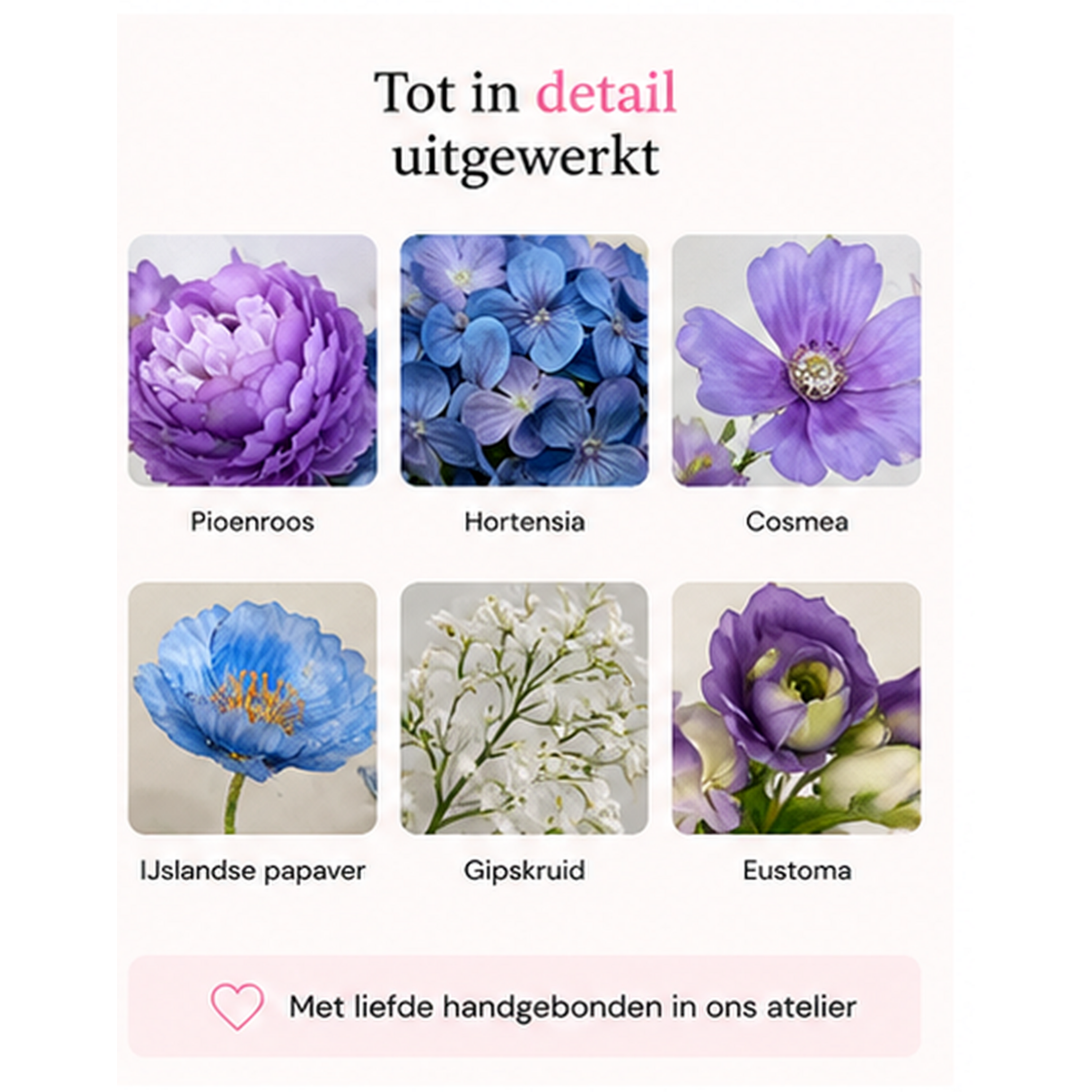 Bobbel Home Bobbel Home Artificial Flower Bouquet – Silk Flowers – Purple Blue – 75 cm