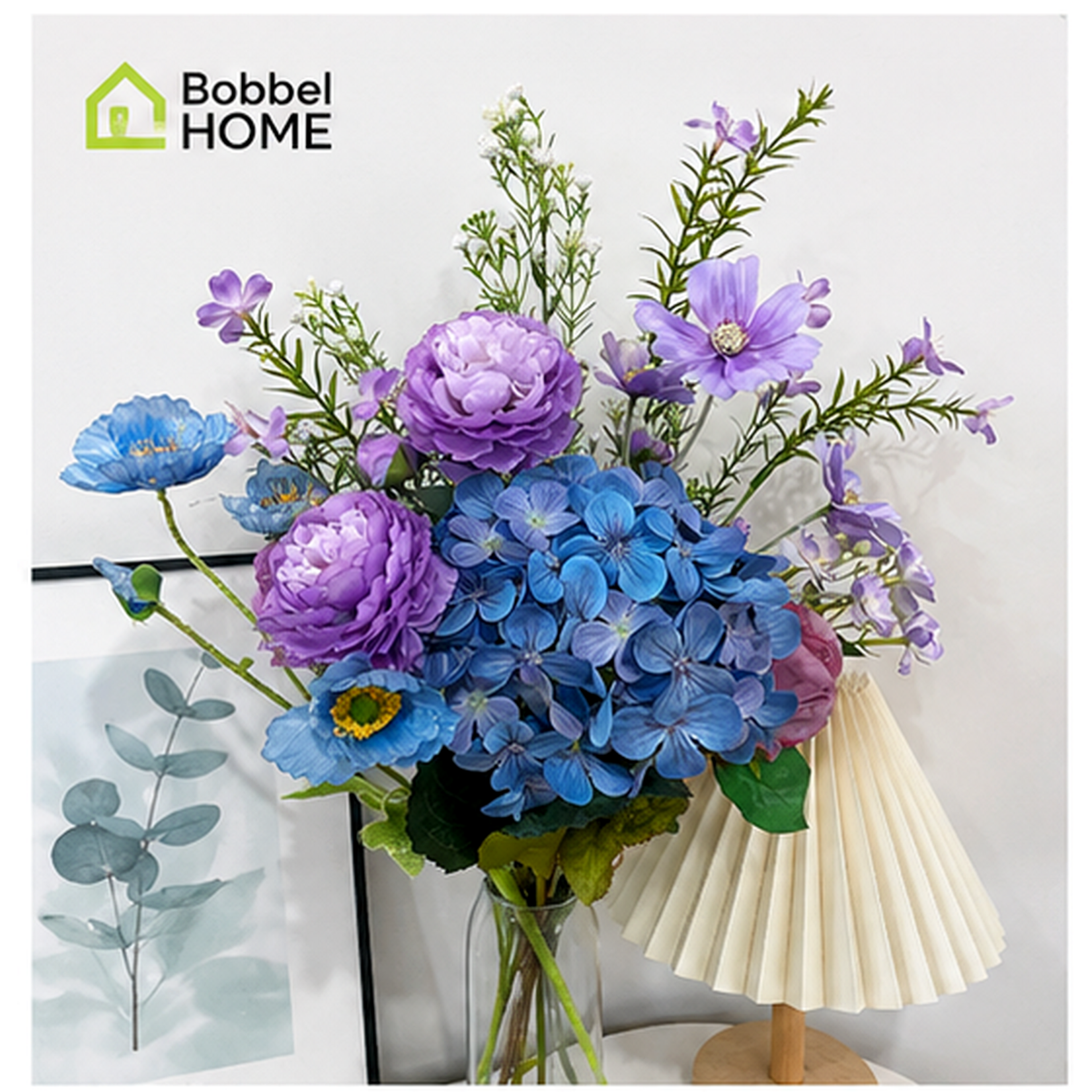 Bobbel Home Bobbel Home Artificial Flower Bouquet – Silk Flowers – Purple Blue – 75 cm