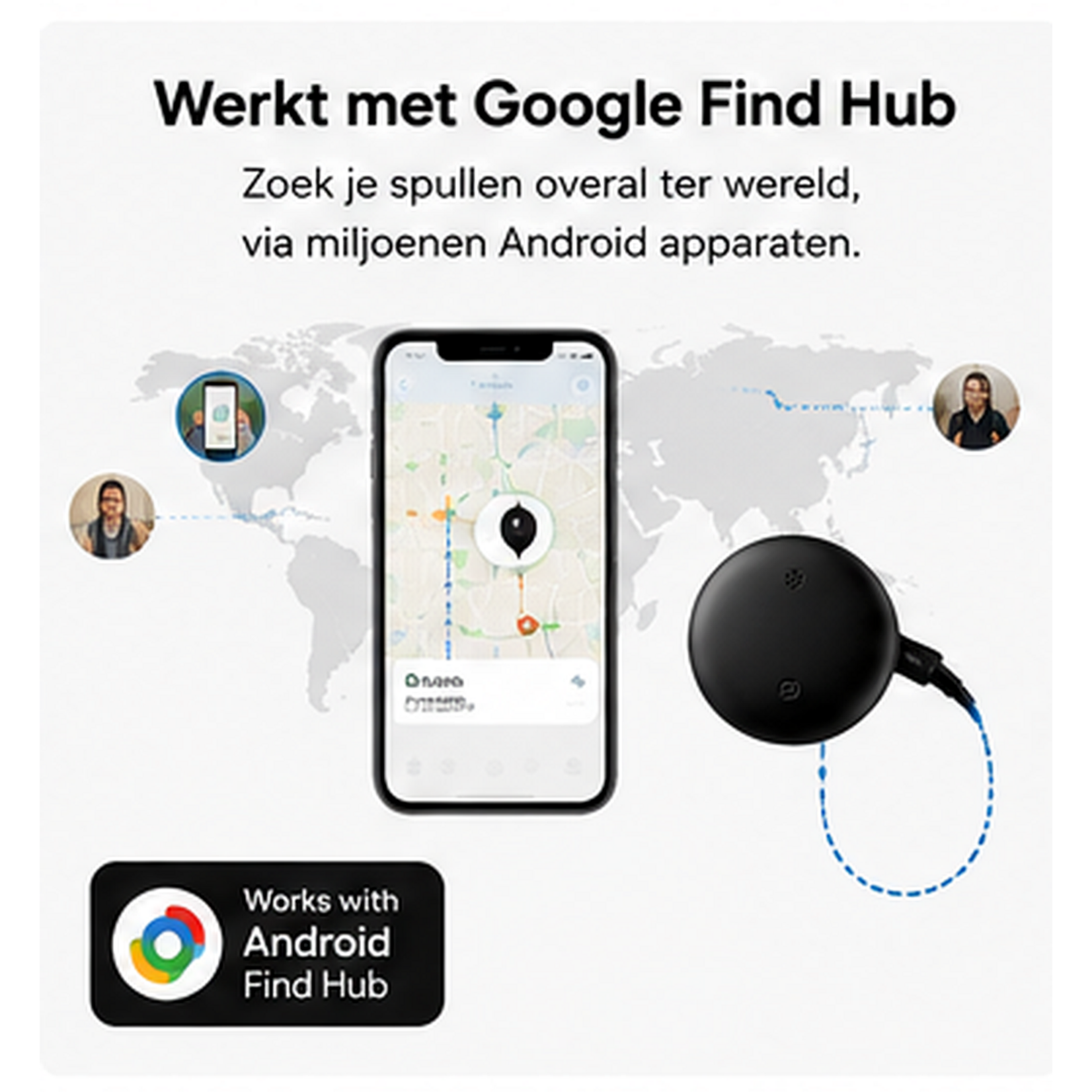 Dutch Wanted Dutch Wanted GPS Tracker - Bluetooth Tracker voor Android - Keyfinder met Google Find Hub App