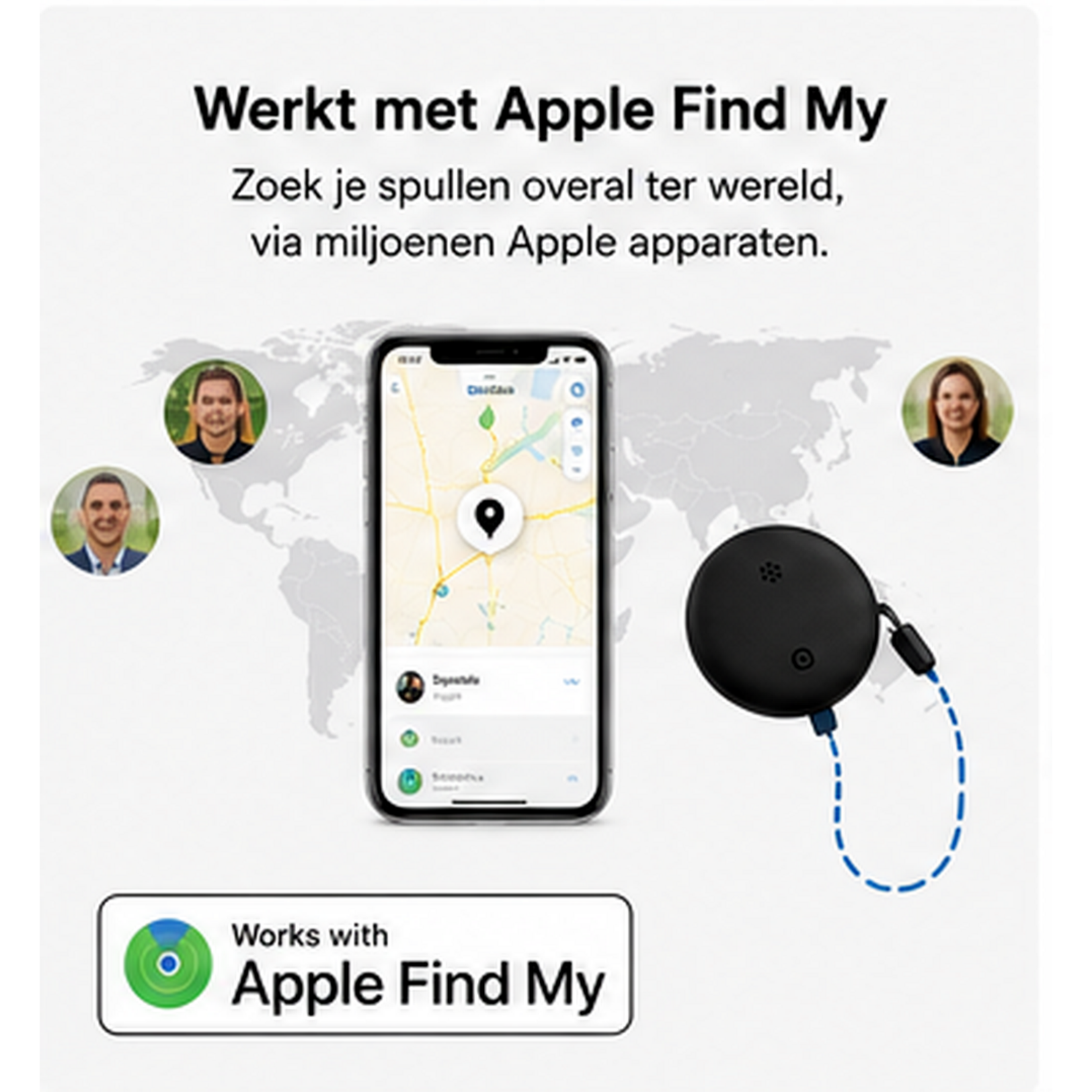 Dutch Wanted Dutch Wanted GPS Tracker - Bluetooth Tracker for iPhone - Key Finder with Apple Find My