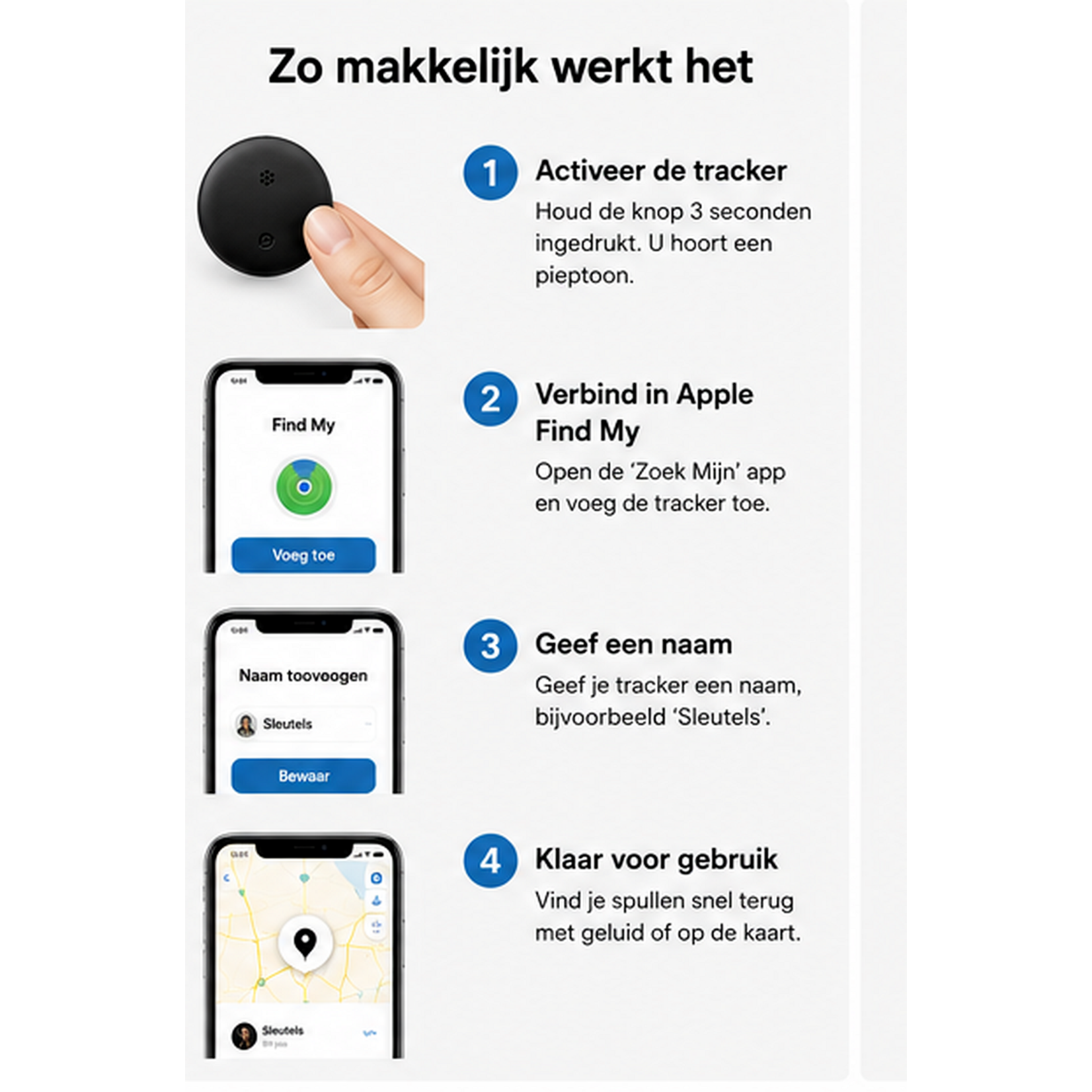 Dutch Wanted Dutch Wanted GPS Tracker - Bluetooth Tracker for iPhone - Key Finder with Apple Find My