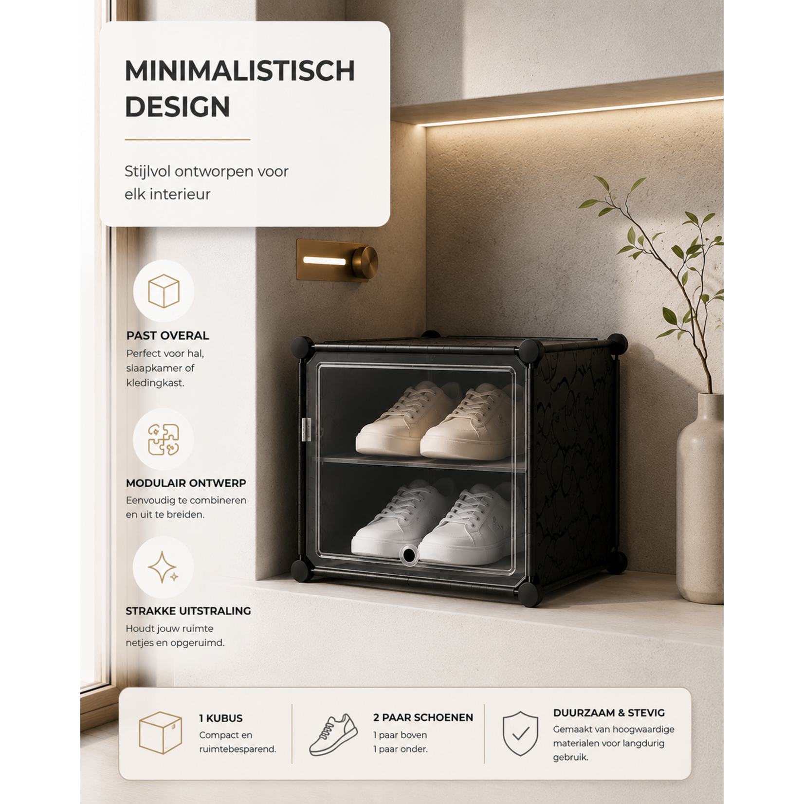 Bobbel Home Schoendozen set van 6 - Opbergdozen voor schoenen - Schoen organizer - Tot maat 45 - Transparant zwart