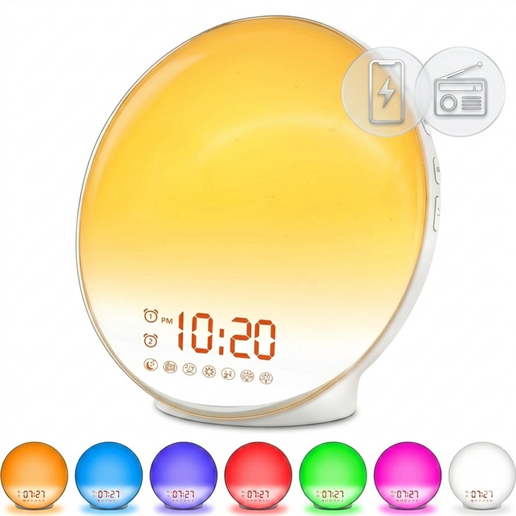 Dutch Wanted Dutch Wanted - Wake up light – Wekkerradio – Nachtlamp – Bedlamp – Lichttherapielamp – Wit